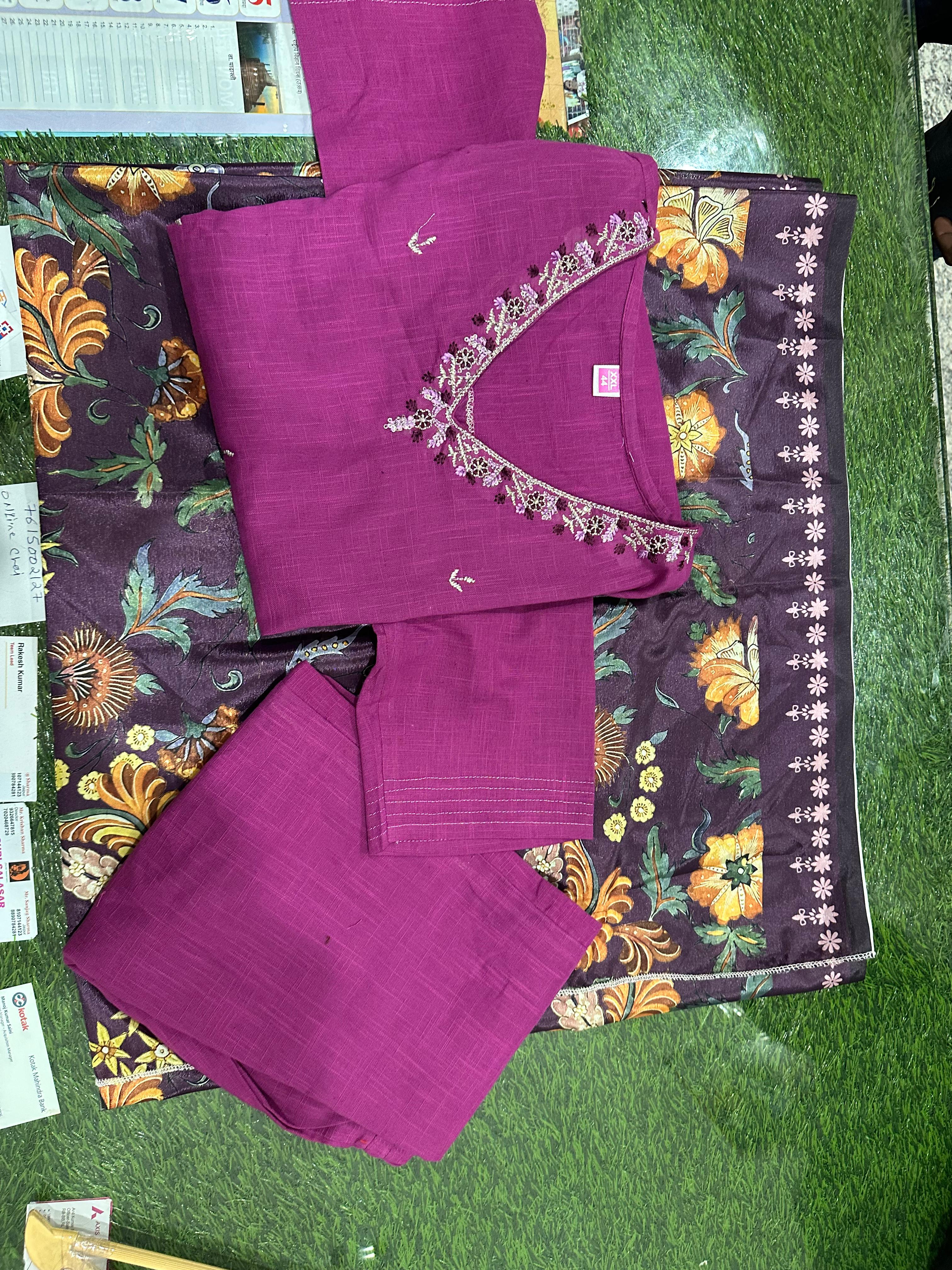 Purple Rayon Kurta Set with Muslin Dupatta