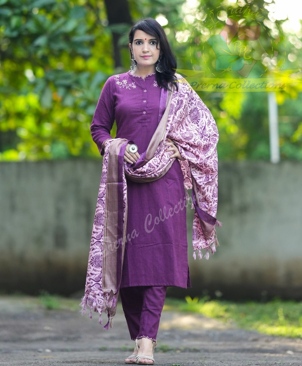 Premium Khadi Magenta Kurta Set with Dupatta & Pant