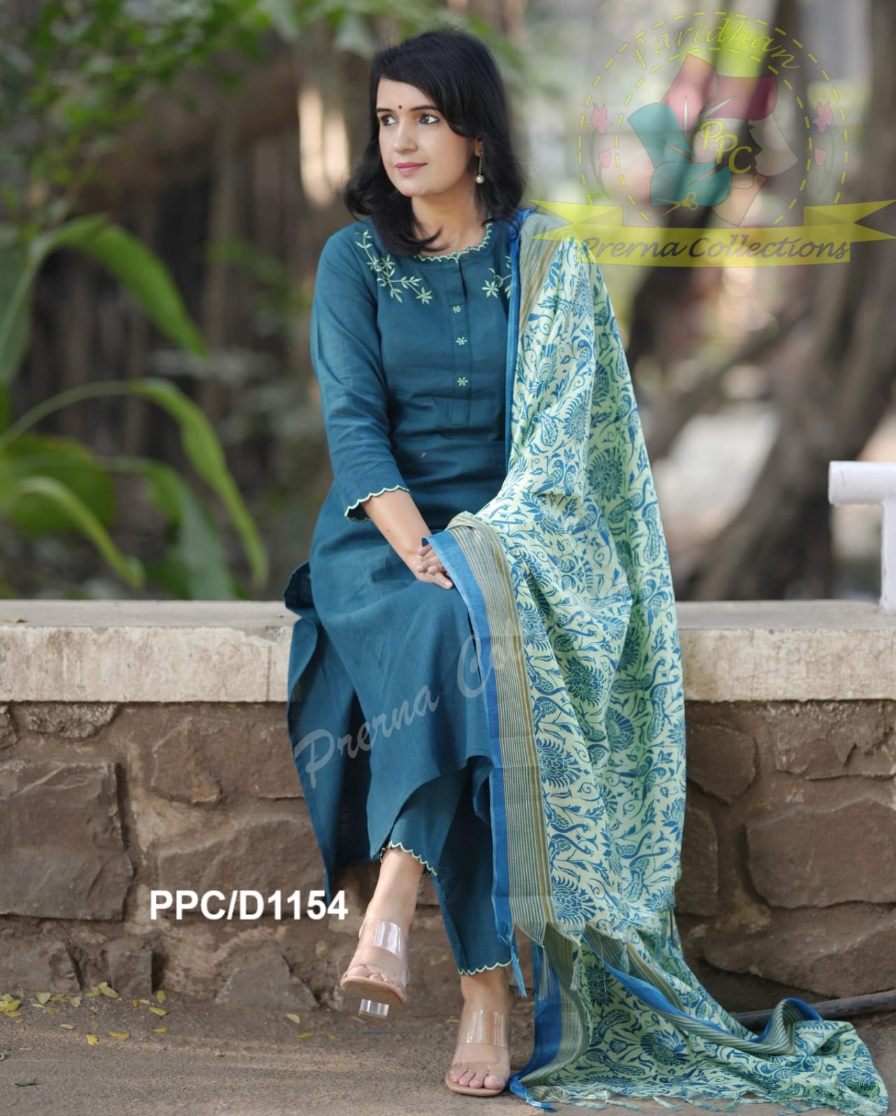 Premium Khadi Cotton Green Kurta Set with Dupatta & Pant