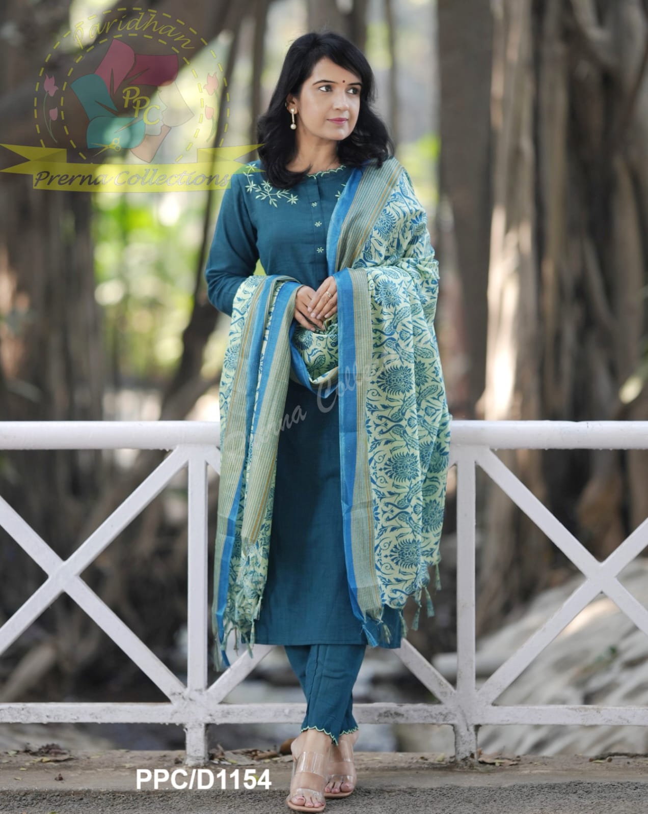 Premium Khadi Cotton Green Kurta Set with Dupatta & Pant