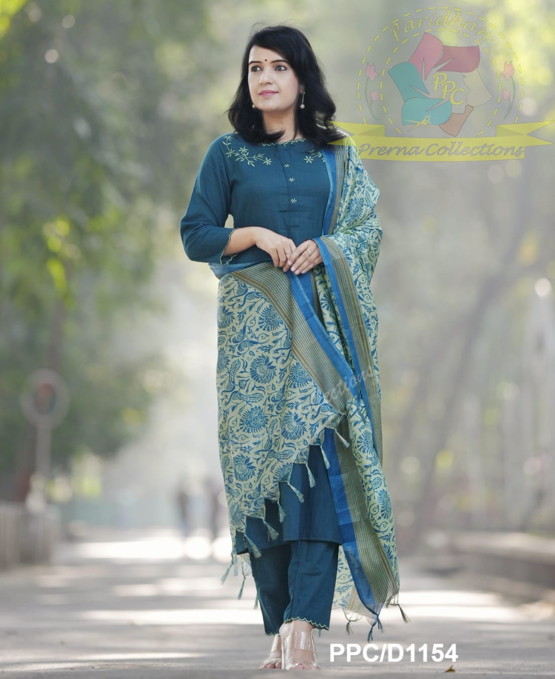 Premium Khadi Cotton Green Kurta Set with Dupatta & Pant