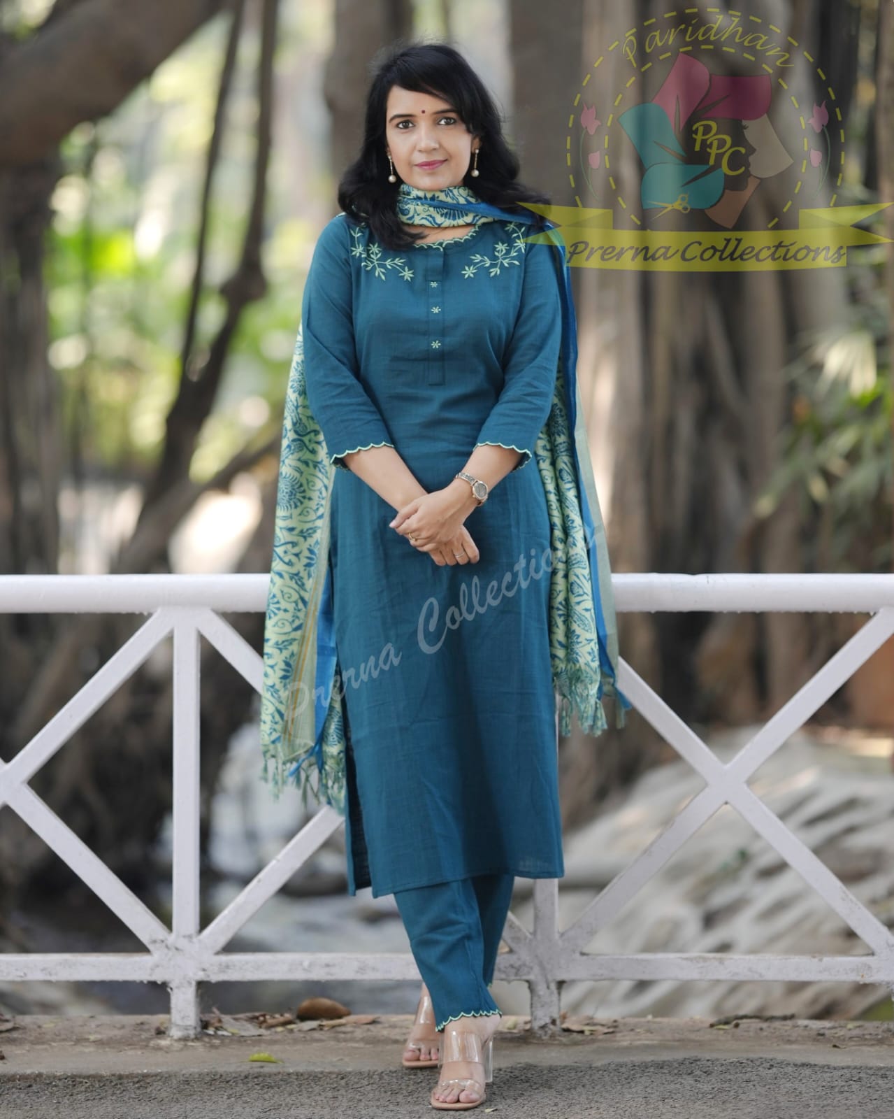 Premium Khadi Cotton Green Kurta Set with Dupatta & Pant