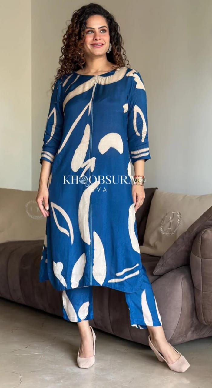 Trending Cotton Blue Kurta Set with Pant - Ethnic Style