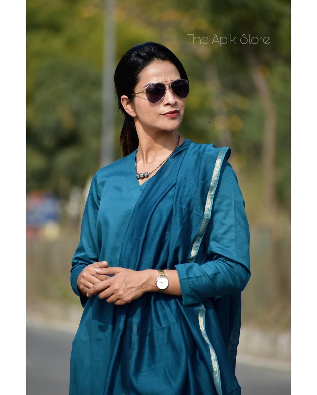 Premium Kota Doriya Cotton Blue Kurta Pant and Dupatta Set - Stylish Ethnic Wear