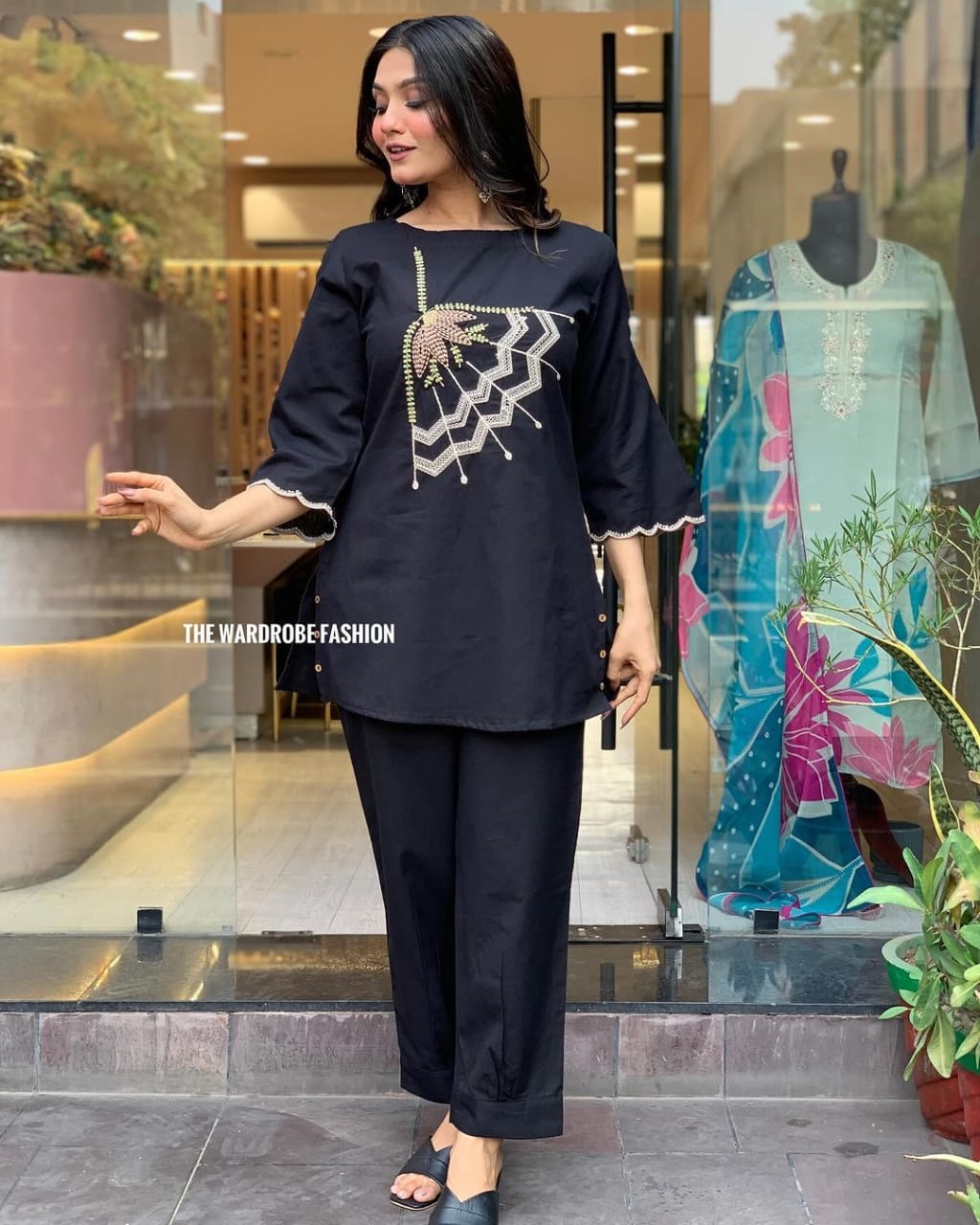 Elegant Black Cotton Tunic & Pant Combo - Co-ord Set