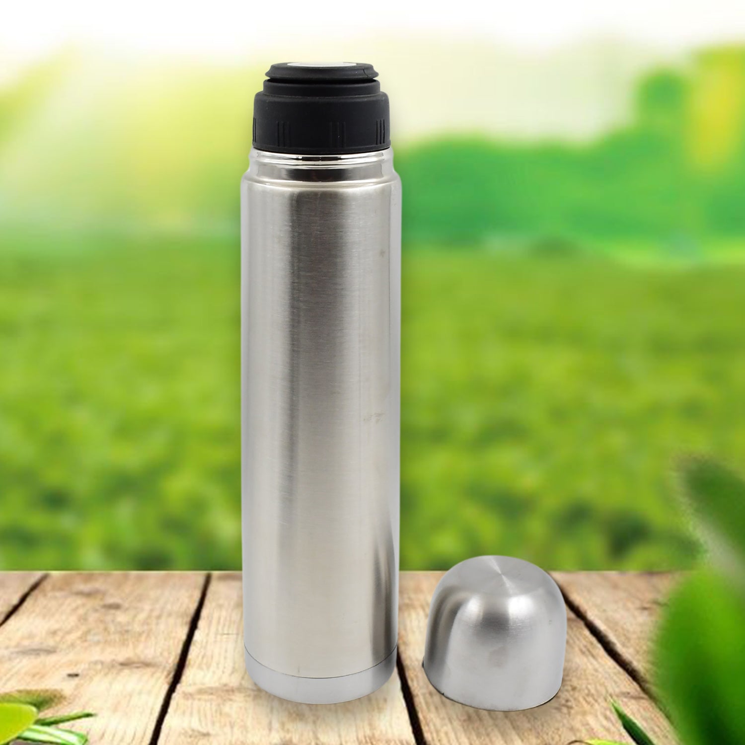 Vacuum Flask Without Cover 188 Stainless Steel  Hot And Cold Water Bottle With Push-down Lid  Double Walled Stainless Steel Bottle For Travel Home Office School Picnic (1000 Ml)