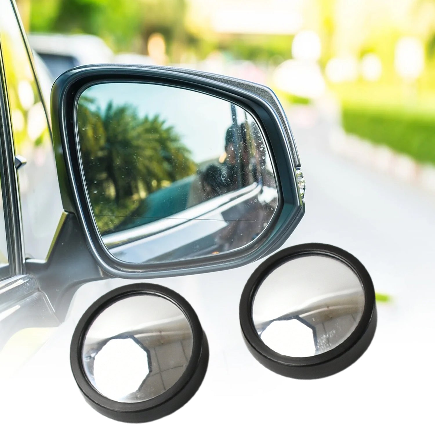 9538 Car Blind Spot Side Mirror Round Hd Glass Blindspot Mirror Convex Rear View Mirrorcar Mirror Accessories Suitable To All Cars Frameless Design (2 Pcs Set)