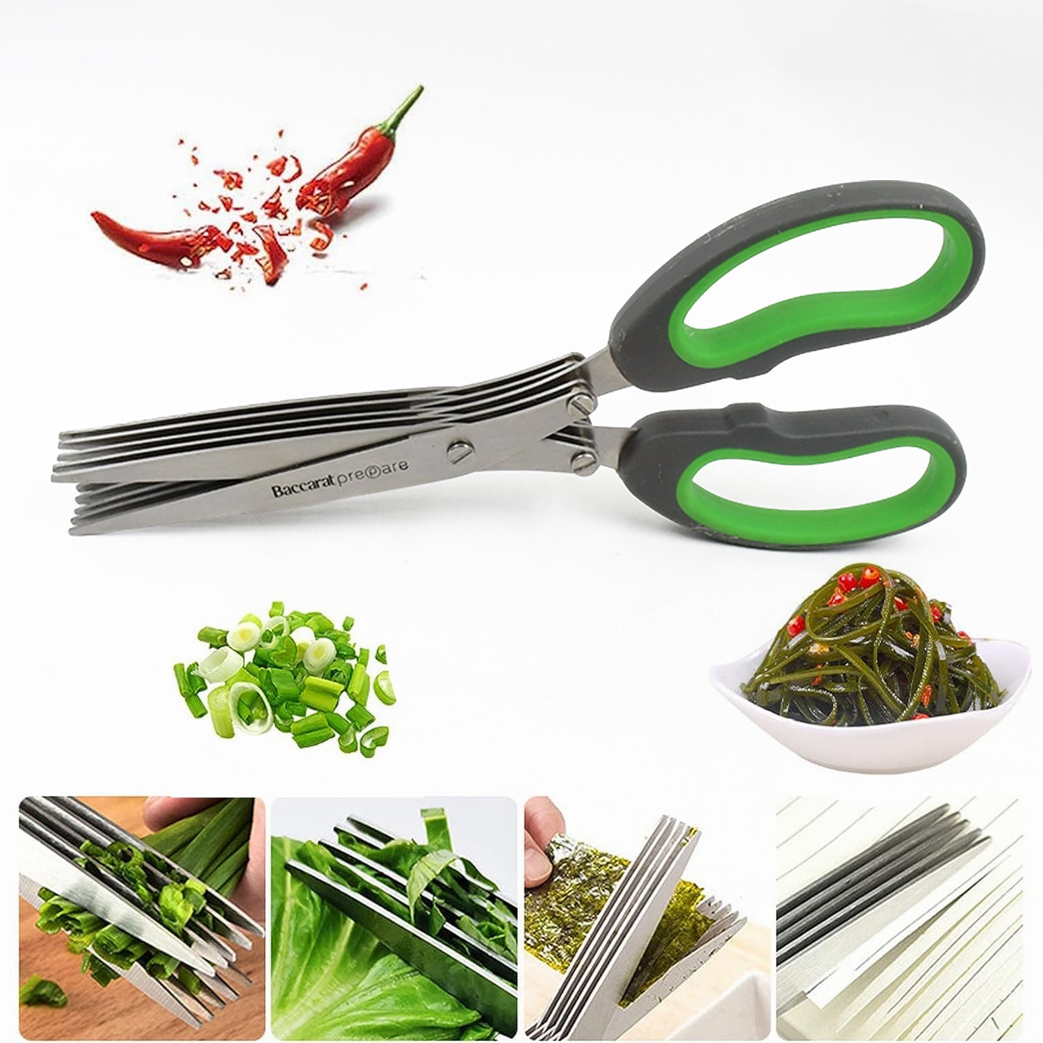 Multifunction Vegetable Stainless Steel Herbs Scissor With 5 Blades (1 Pc)