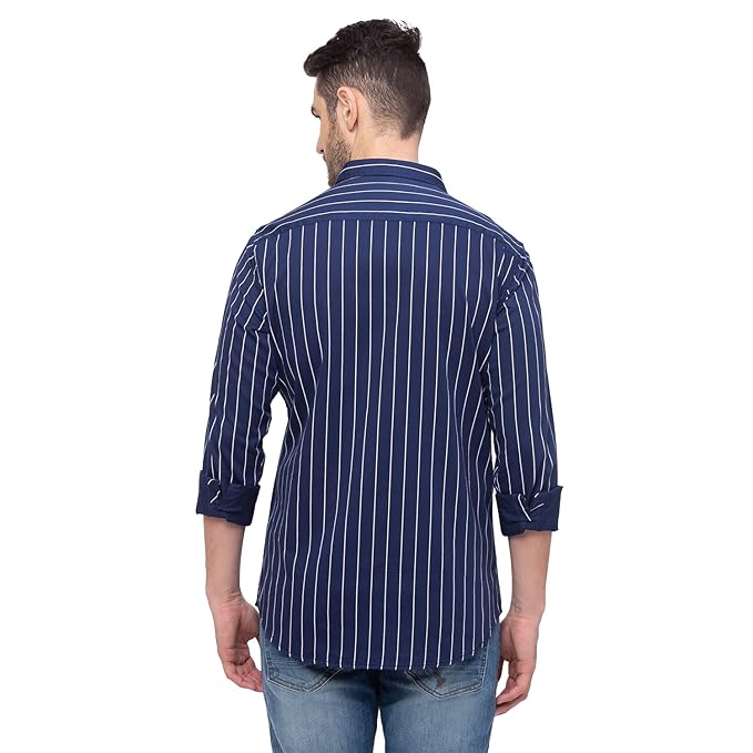 Fit Stripe Navy Casual Shirt for Men ( Pack of 1 )