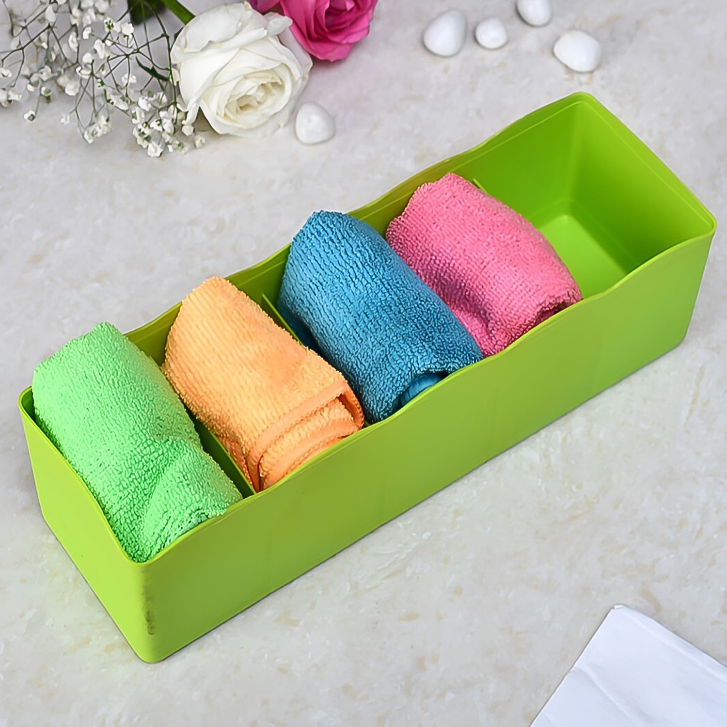 236 5-compartments Sockshandkerchiefunderwear Storage Box Socks Drawer Closet Organizer Storage Boxes (Pack Of 4)