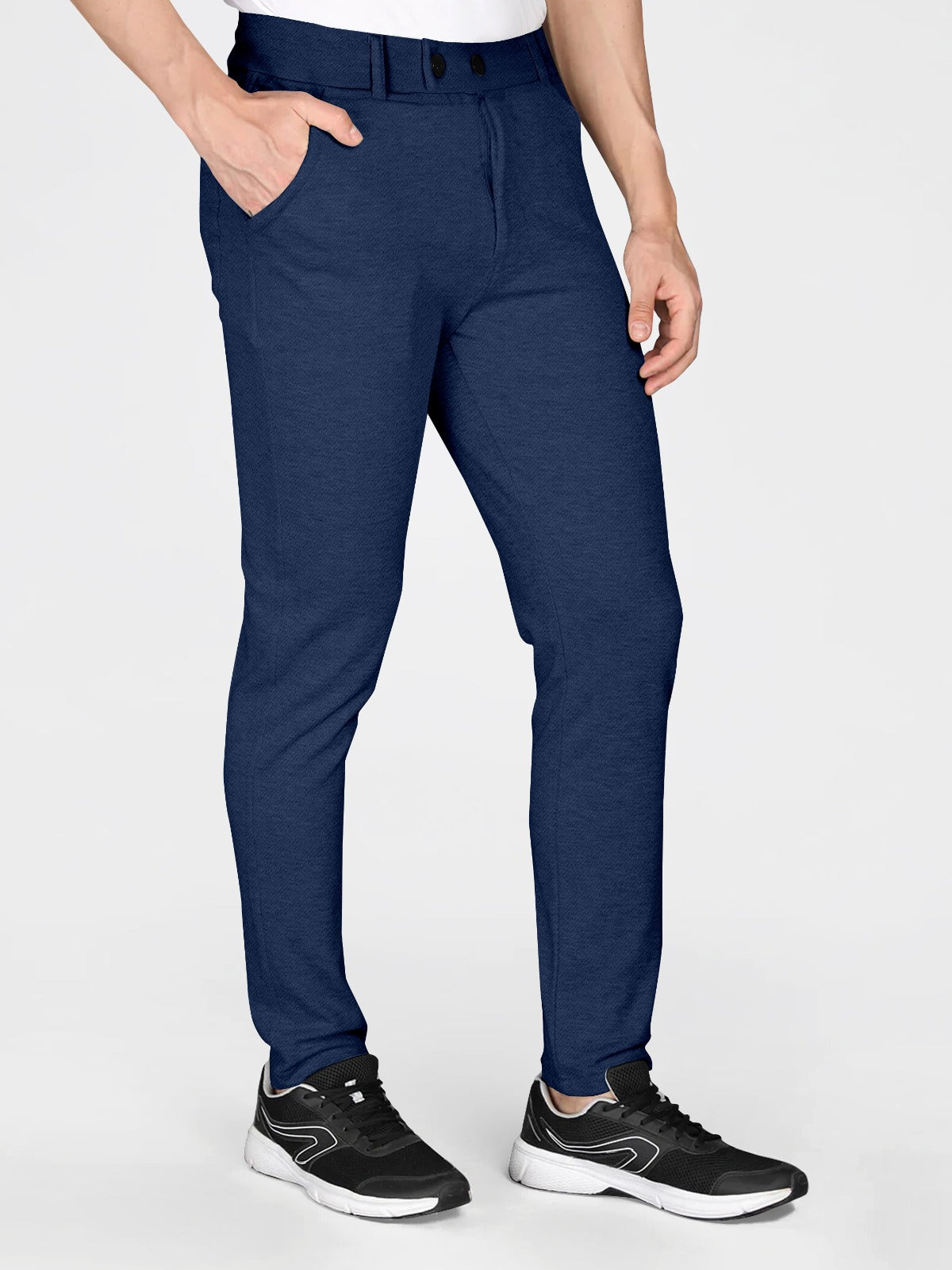 Classic Men's Regular Fit Cotton Blend Trousers for Comfortable and Stylish ( Navy Blue )