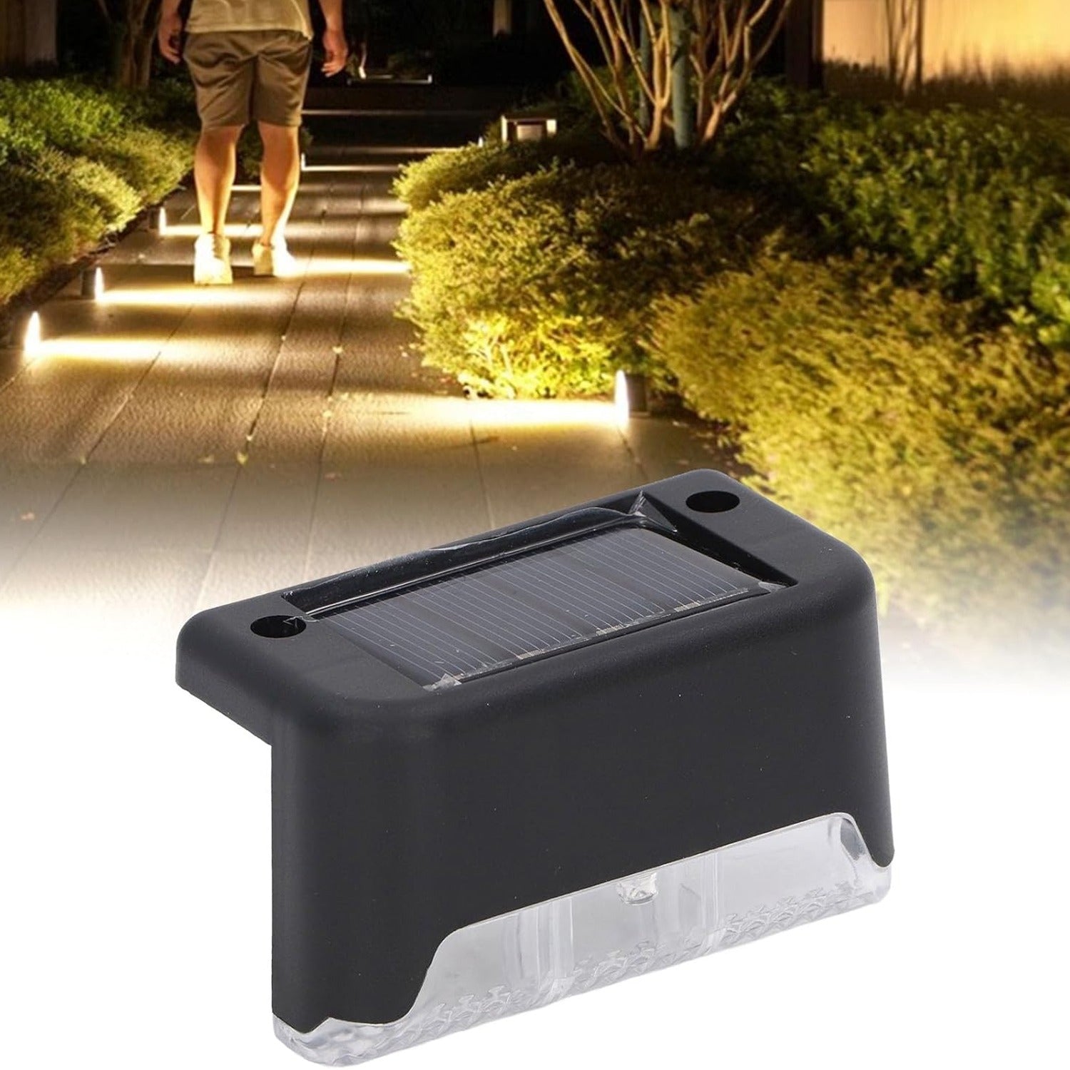 9412 Solar Decorative Lights Waterproof Durable Garden Atmosphere Lights Stair Lights Railing Lights Step Steps Lights For Outdoor Patio Courtyard Stair Step Fence Patio Stairsyard Garden Pathway ( 4 Pc Set)