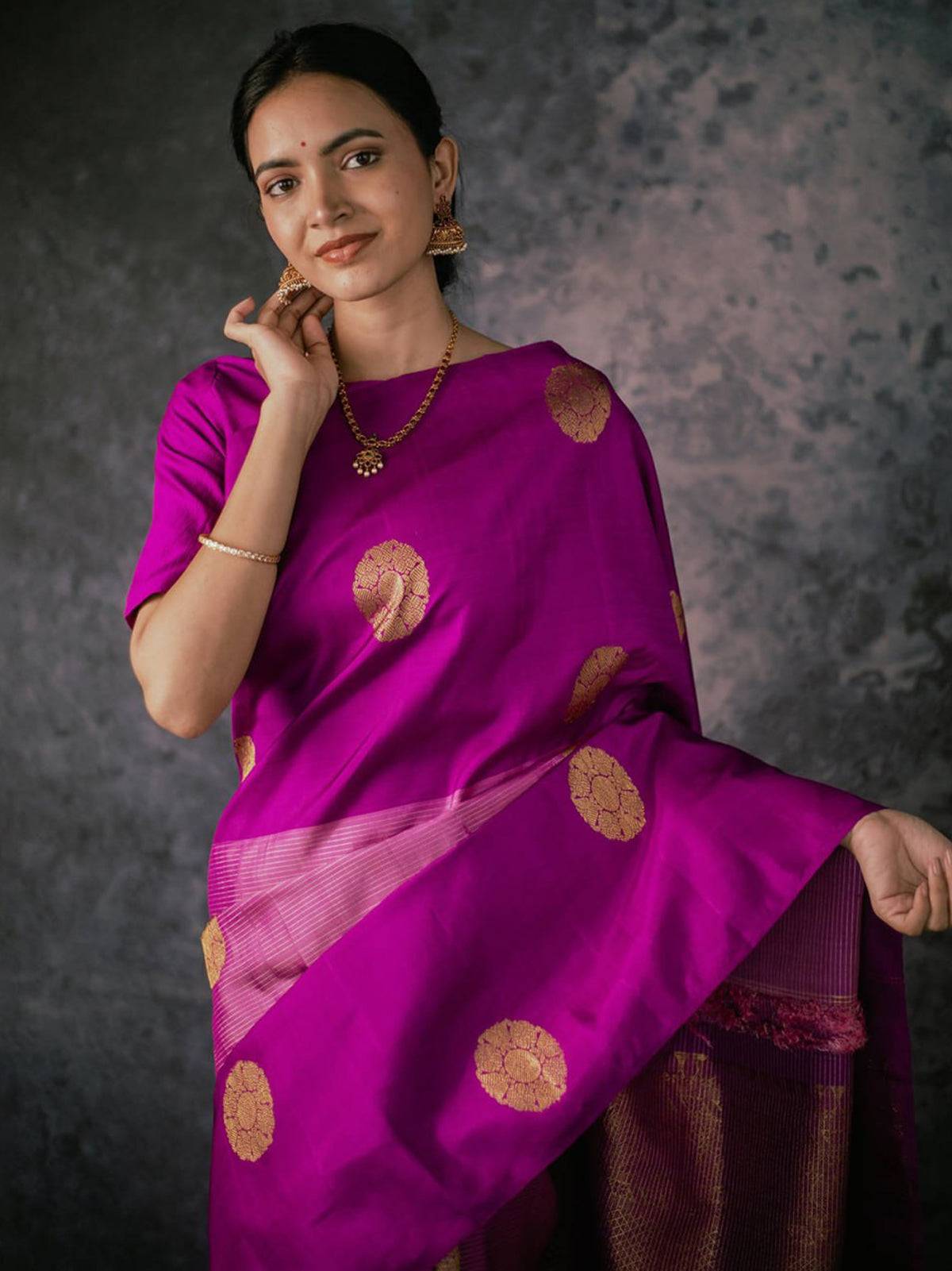 Banarasi Soft Silk Saree with Gold Zari Weaving and Brocade Work