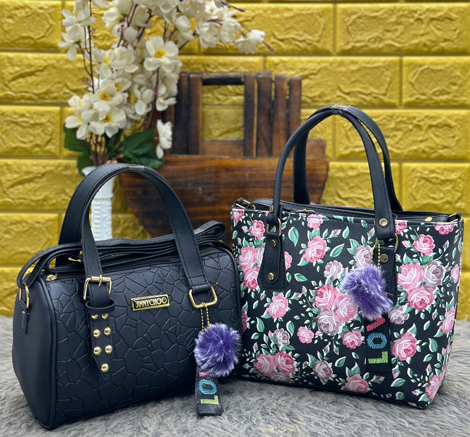 Handbag Combo for Women - Flower Print & Sling Bags (Set of 2)