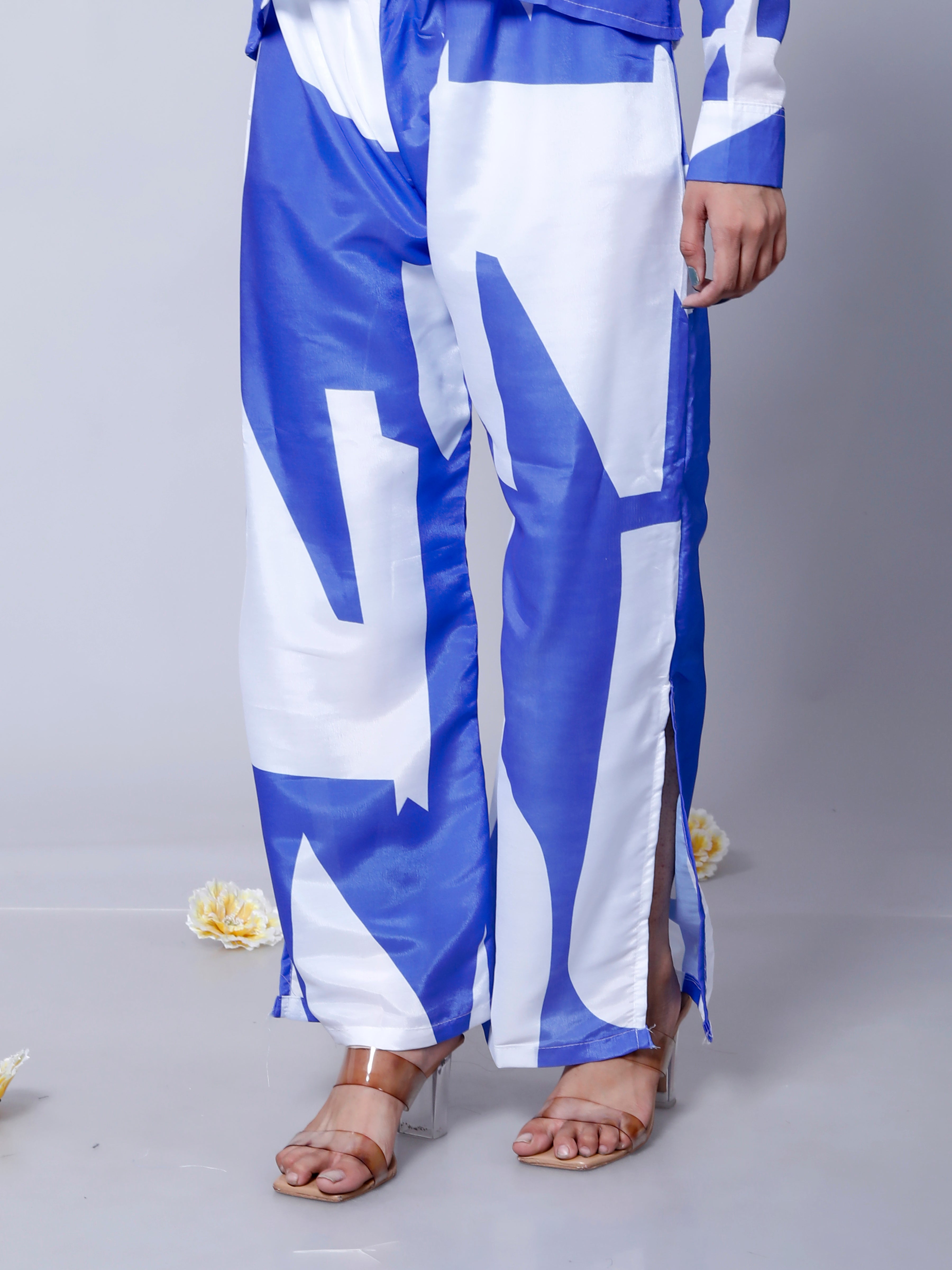 Blue White Printed Stylish Co-Ord Set D6018 – Modern, Chic, and Comfortable