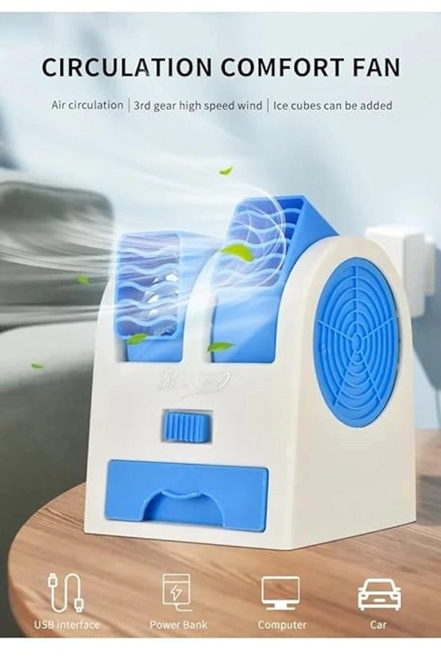 USB Mini Air Cooler (White & Blue)