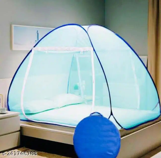 Polyester Mosquito Net (Blue, 6.7x6.5 Feet)