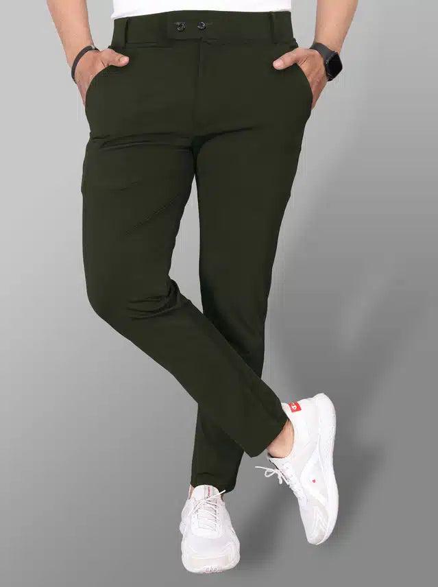 Lycra Blend Trouser for Men (Bottle Green, 28)