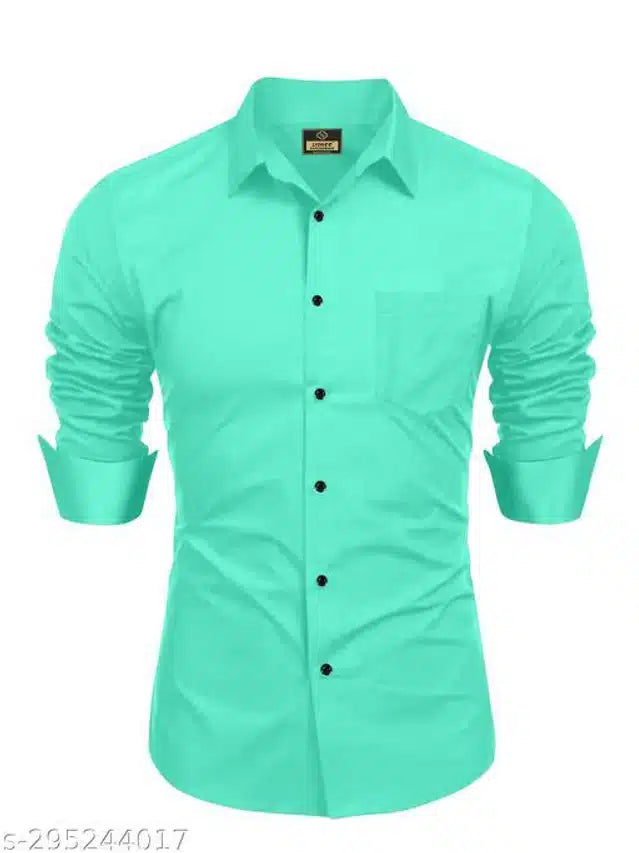 Full Sleeves Shirt for Men (Aqua Navy Blue, M)