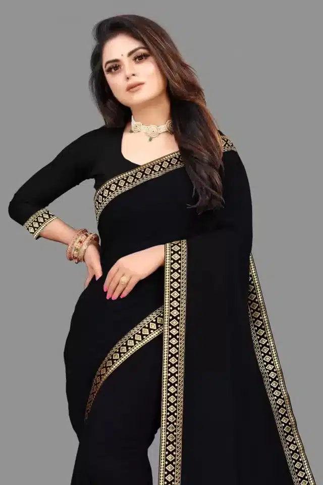 Art Silk Self Design Saree for Women (Black, 6.3 m) – Elegant Ethnic Wear