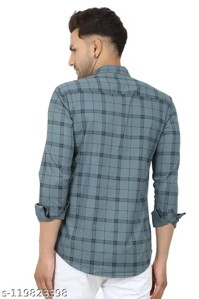 Cotton Full Sleeves Shirt for Men (Dark Grey, M)