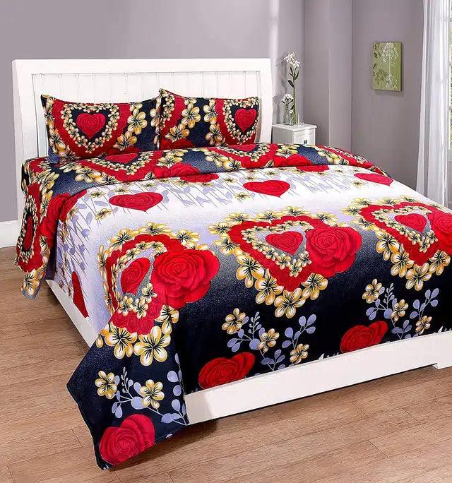 Printed Double Bedsheet with 2 Pillow Covers (Multicolor, 86x86 inches)