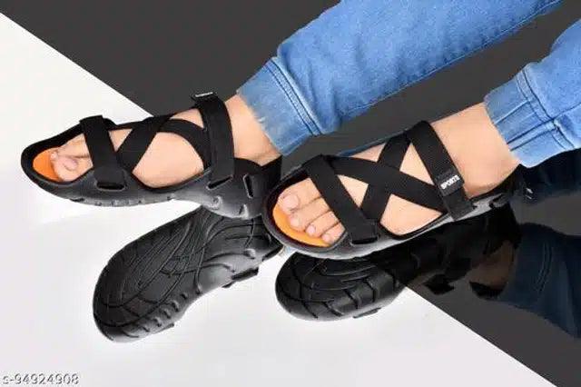 Daily Wear Sandals for Men (Black, 6)