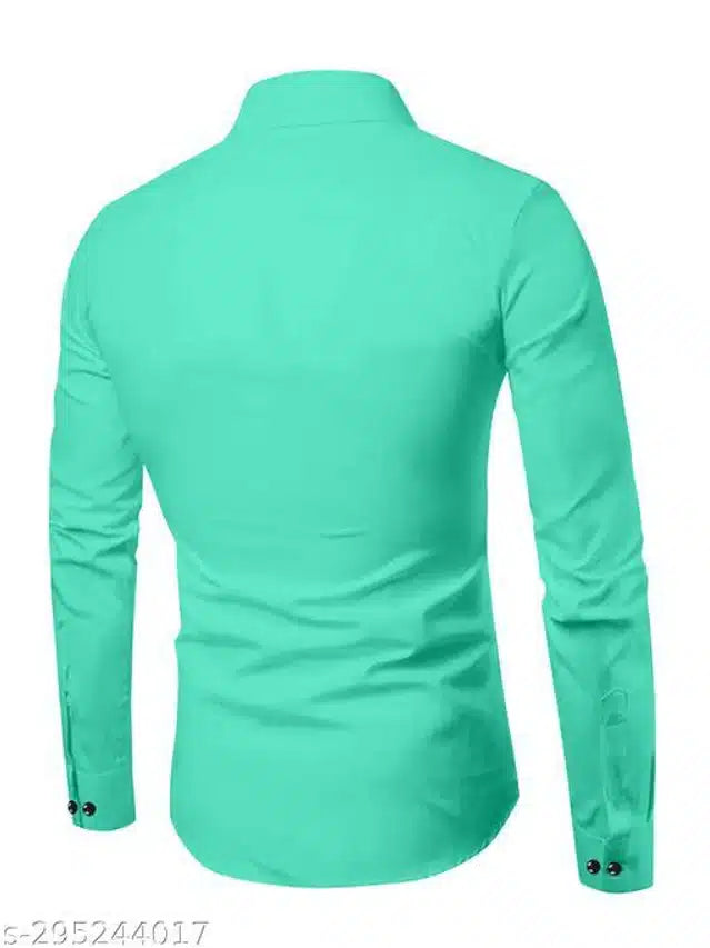 Full Sleeves Shirt for Men (Aqua Navy Blue, M)