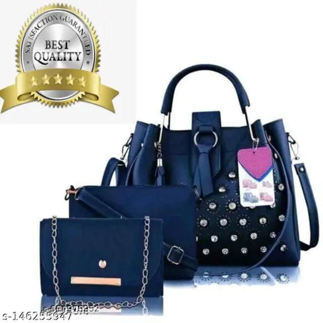 Handbags for Women (Navy Blue, Set of 3) - TREND BUY