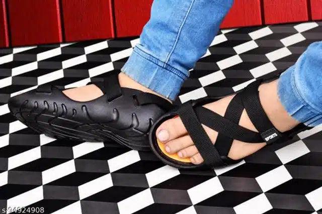 Daily Wear Sandals for Men (Black, 6)