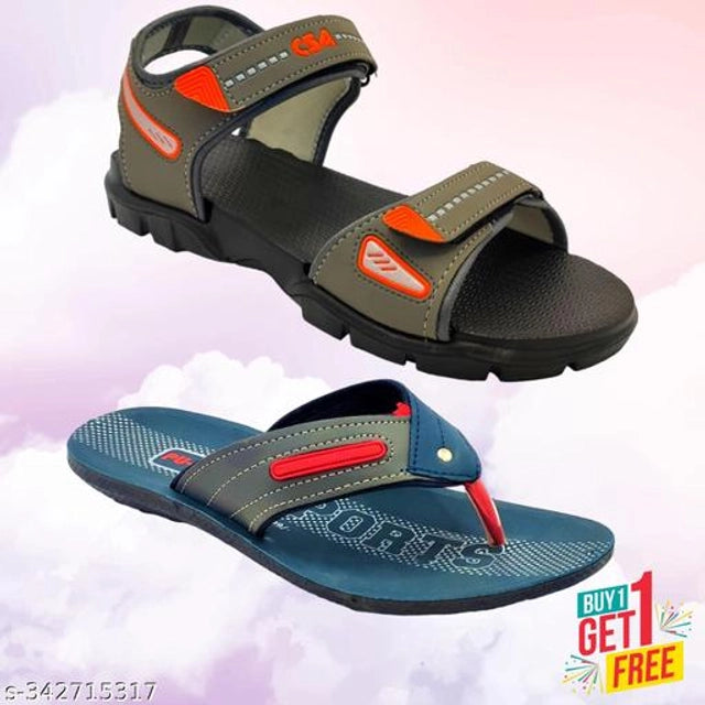 Sandal with Flipflop for Men (Multicolor, 6) (Pack of 2)