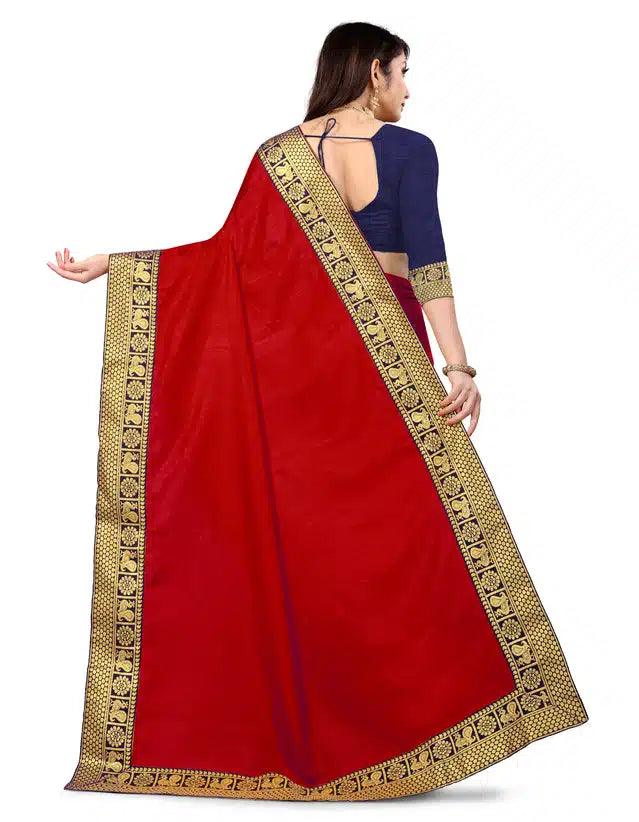 Art Silk Self Design Saree for Women (Red, 6.3 m) – Elegant Ethnic Wear - TREND BUY