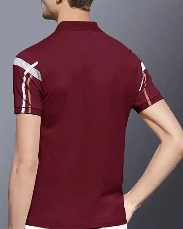 Cotton Blend Printed T-shirt for Men - Maroon (S)