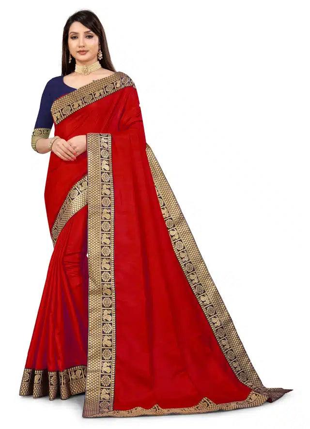 Art Silk Self Design Saree for Women (Red, 6.3 m) – Elegant Ethnic Wear - TREND BUY