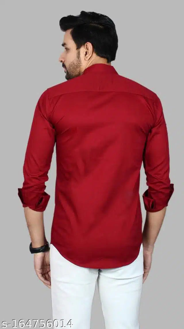 Cotton Blend Full Sleeves Shirt for Men (Maroon, M)