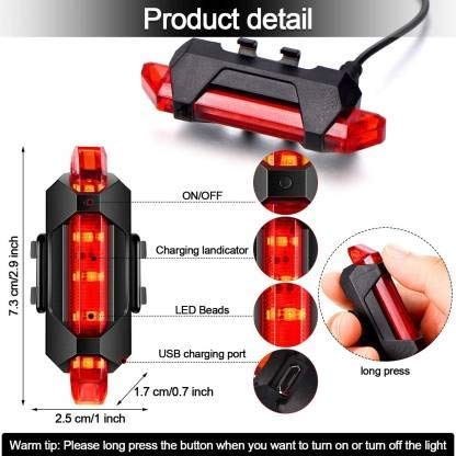 Combo of Rechargeable Head Cycle Light and Cycle Tail Light Cycle Light led for Bicycle