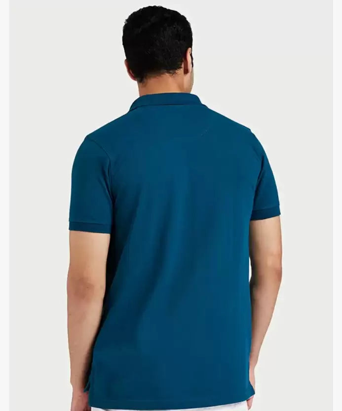 Men Solid Polo Neck Poly Cotton Blue T-Shirt (Pack of 1) Default Title XXL