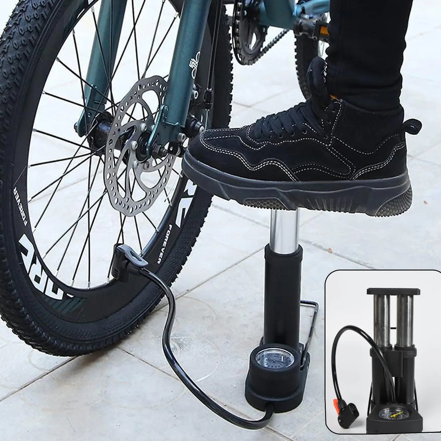 0533 Portable Mini Bike Pumpcycle Pump Foot Activated With Gauge Floor Bicycle Pump  Cycle Pump - Image #2