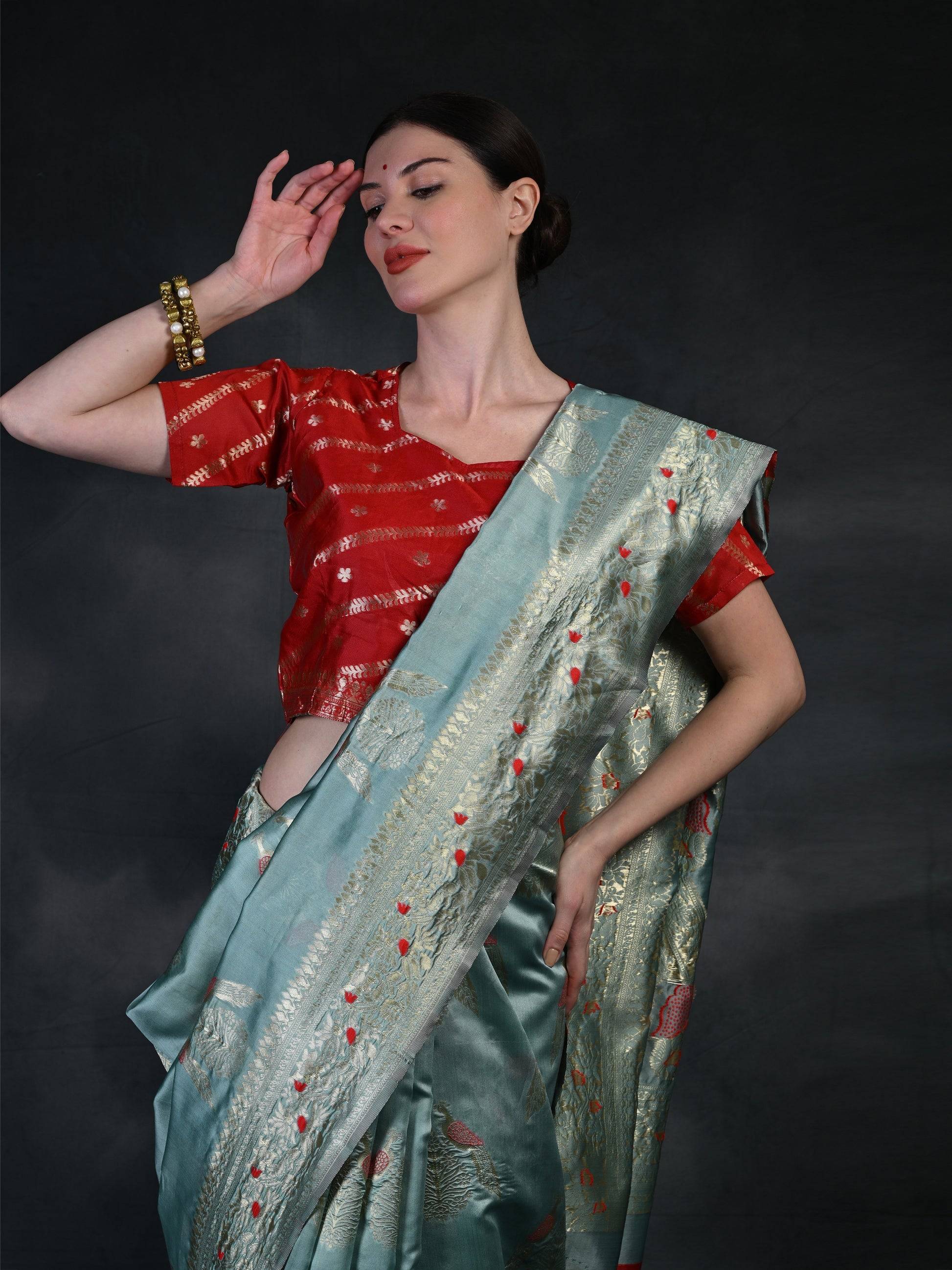 Banarasi Soft Silk Saree with Gold Zari & Brocade Work