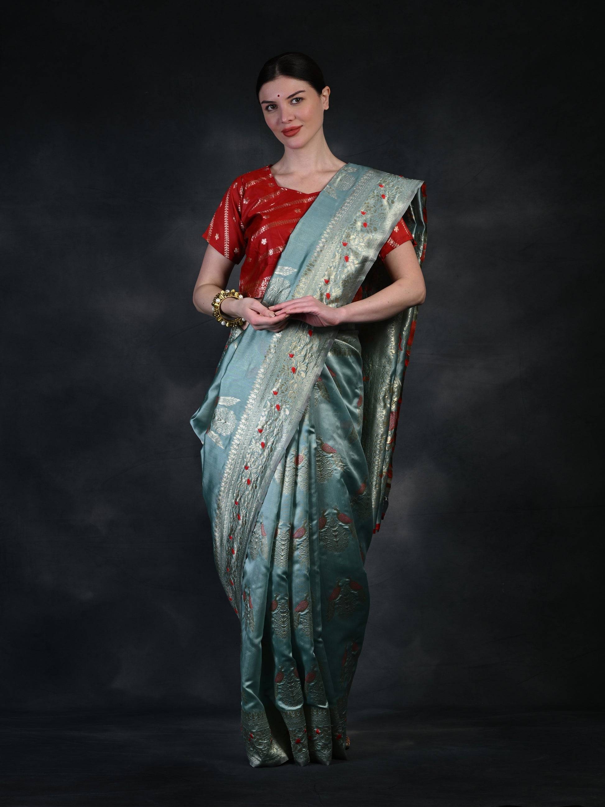 Banarasi Soft Silk Saree with Gold Zari & Brocade Work