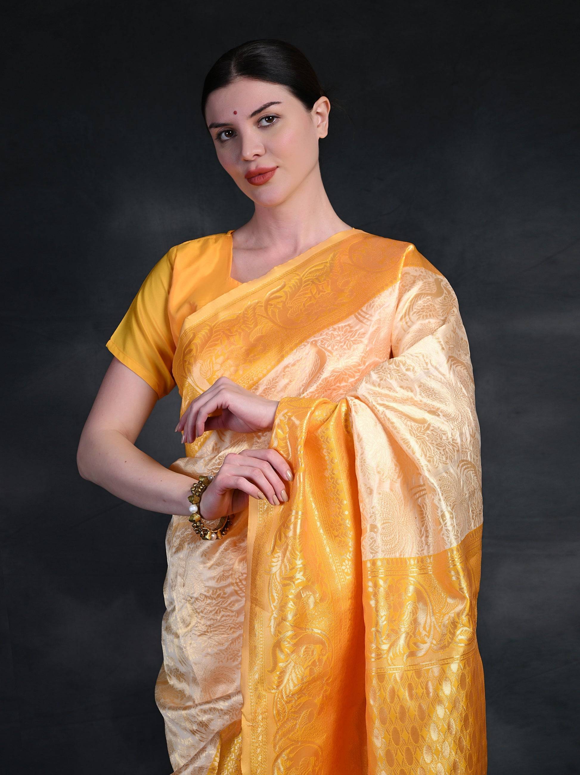 Banarasi Soft Silk Saree with Gold Zari Work