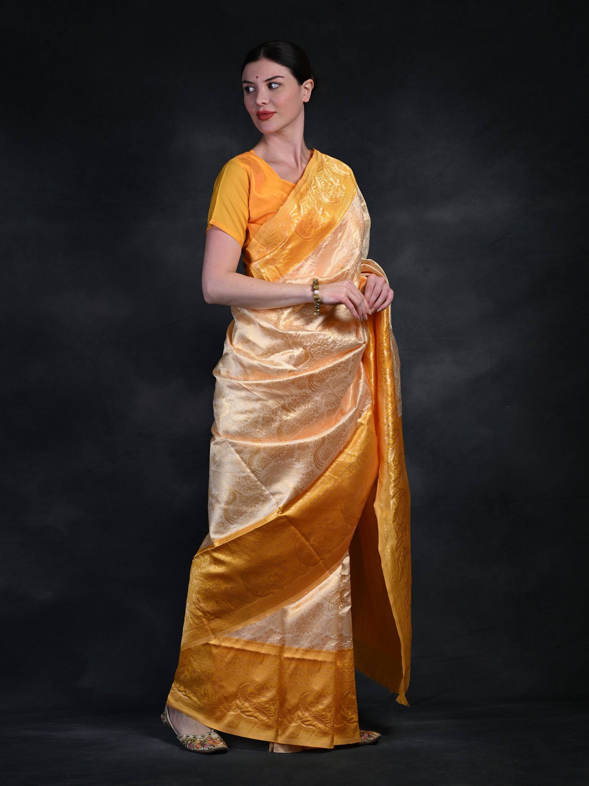 Banarasi Soft Silk Saree with Gold Zari Work