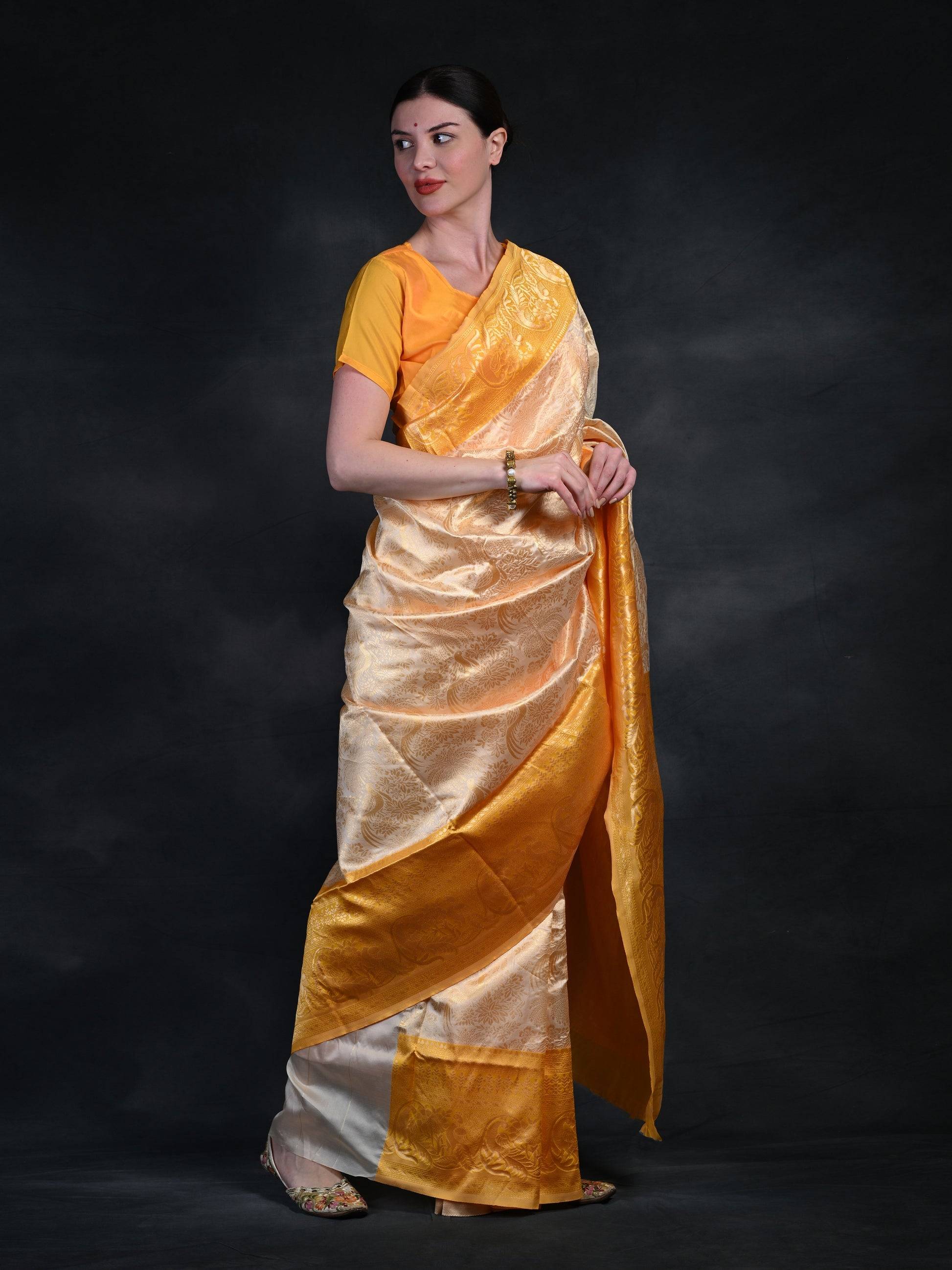 Banarasi Soft Silk Saree with Gold Zari Work