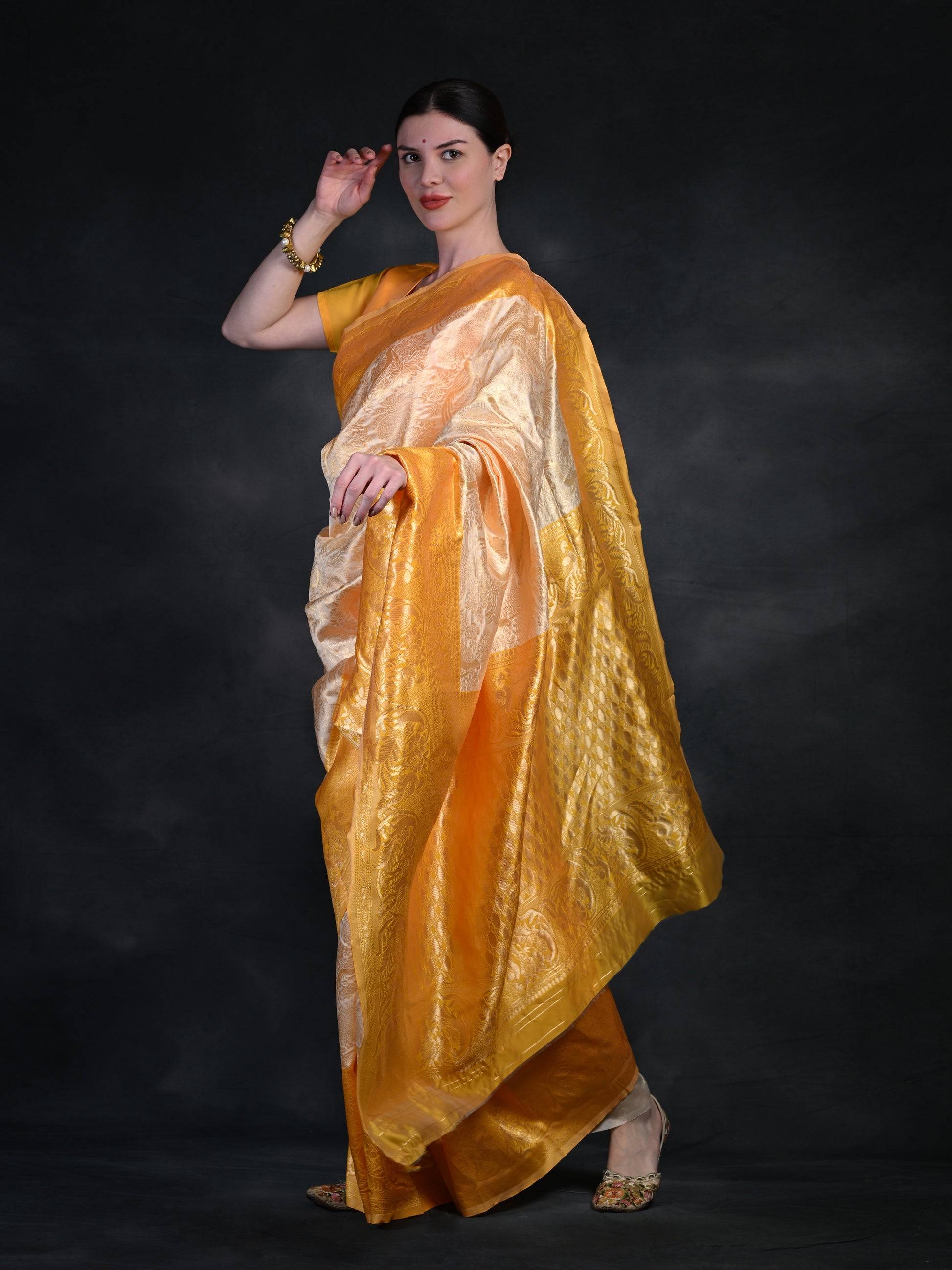 Banarasi Soft Silk Saree with Gold Zari Work