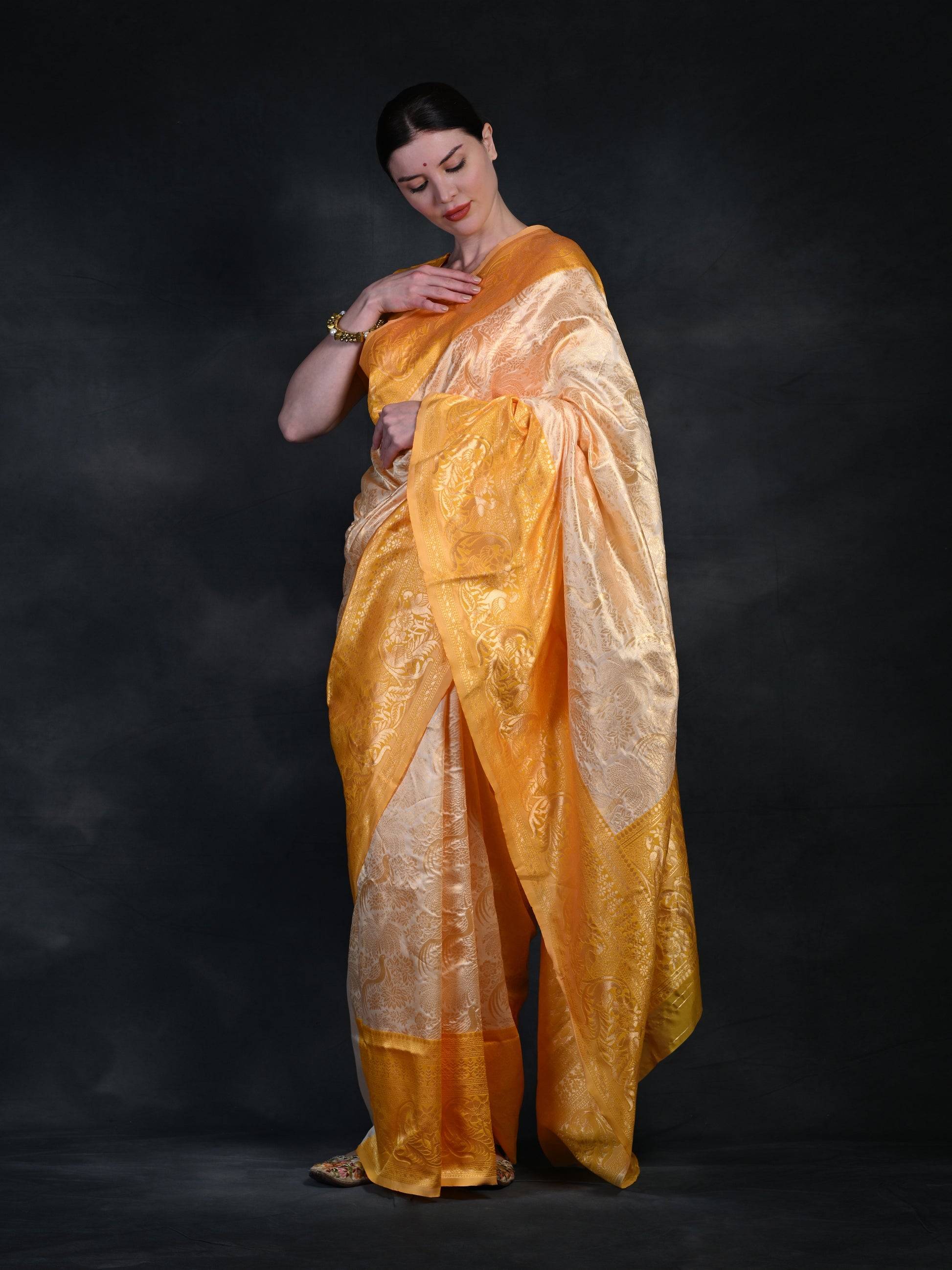 Banarasi Soft Silk Saree with Gold Zari Work