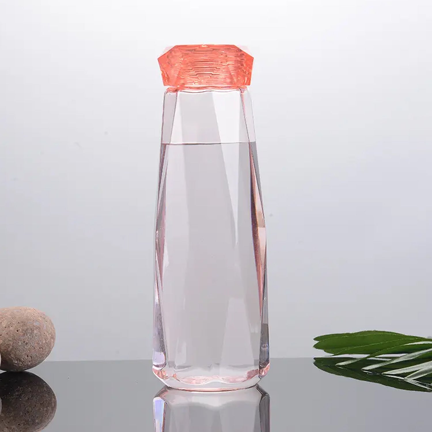 5213 Glass Fridge Water Bottle Plastic Cap With Two Water Glass For Home Kitchen Use