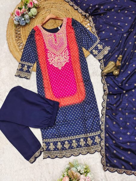 Fastival Collection 2024 Multicoloured Bandhni Print Kurti Set