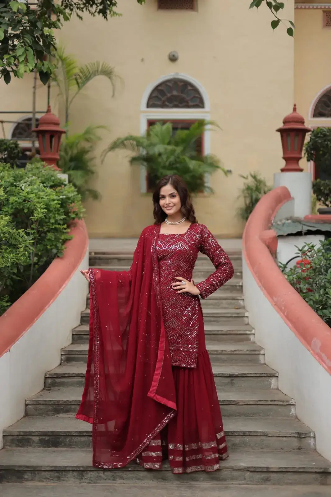 Designer Sharara Suit - Kurti, Sharara, and Dupatta Set for Women