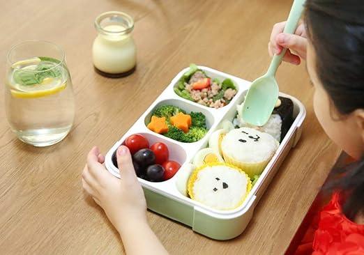 4 Compartment Lunch Box – Reusable Microwave & Freezer Safe Food Containers with Spoon