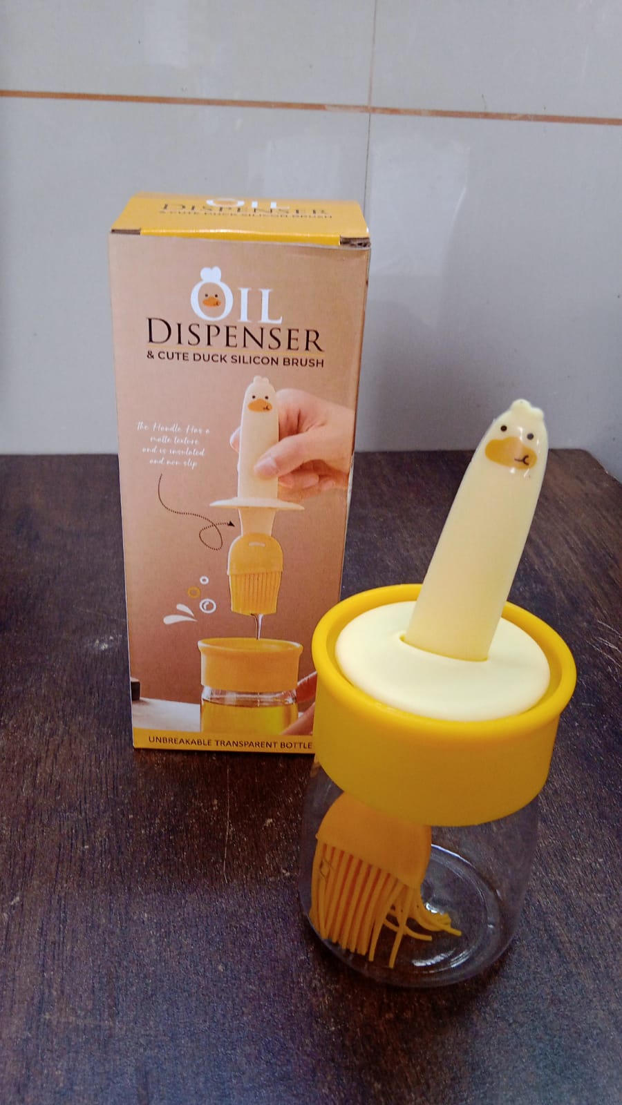 2 In 1 Oil Dispenser Bottle With Silicone Basting Brush (1 Set)